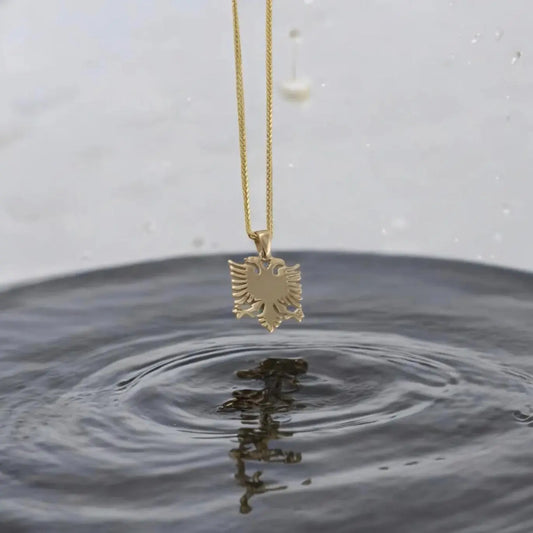 14 KT Solid Yellow Gold Necklace With Double Headed Eagle - TK GOLD