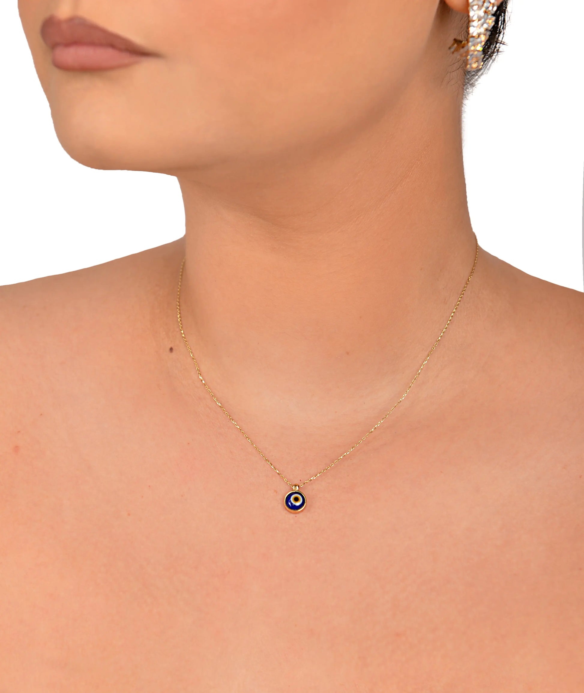 14 KT Yellow Gold Evil Eye Necklace - TK GOLD