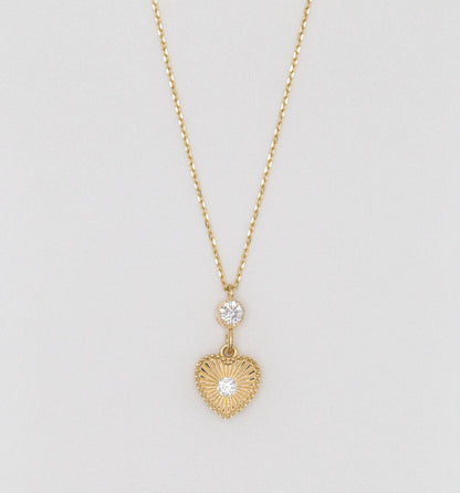 14 KT Yellow Gold Heart Shaped Necklace - TK GOLD