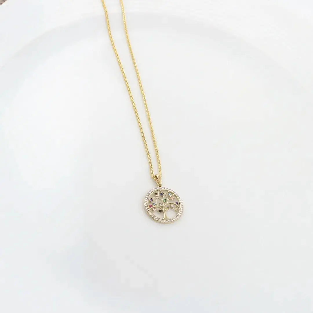 14 KT Yellow Gold Necklace With Tree Of Life Pendant - TK GOLD