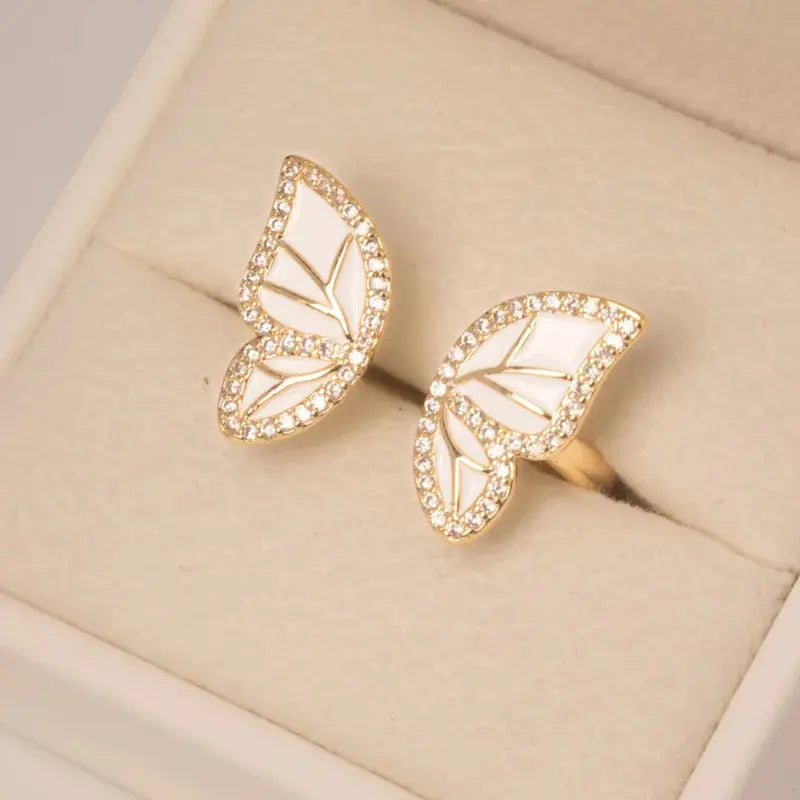 18 KT Gold Plated  Butterfly Zircon Open Ring - TK GOLD 