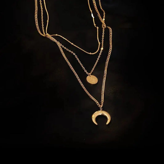 18 KT Gold Plated Moon Necklace - TK GOLD 