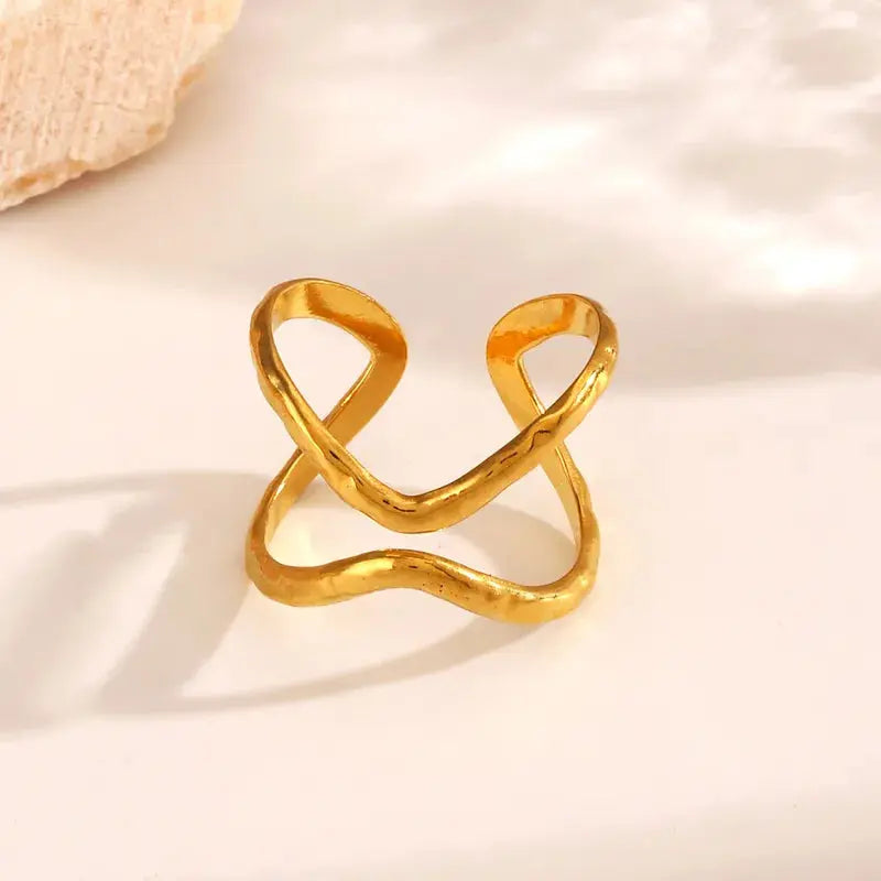 18 KT Gold Plated Open Ring - TK GOLD 