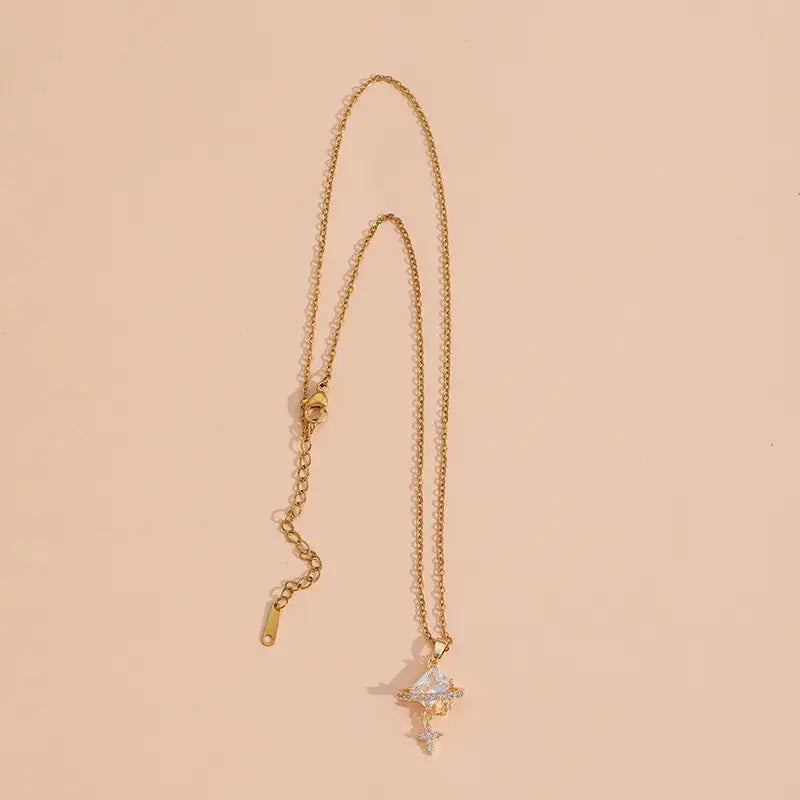 18 KT Gold Plated Simple Style Shiny Star Necklace TK GOLD