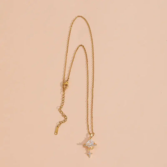 18 KT Gold Plated Simple Style Shiny Star Necklace TK GOLD