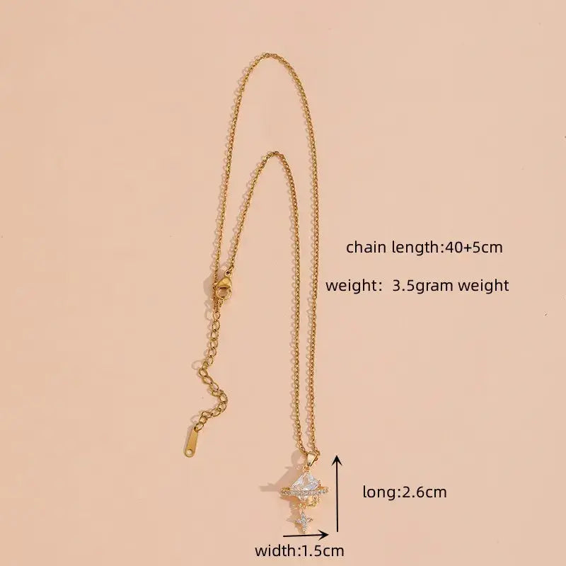 18 KT Gold Plated Simple Style Shiny Star Necklace TK GOLD