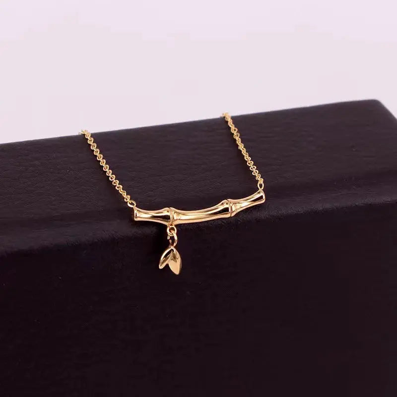 18K Gold Plated Bamboo Necklace TK GOLD