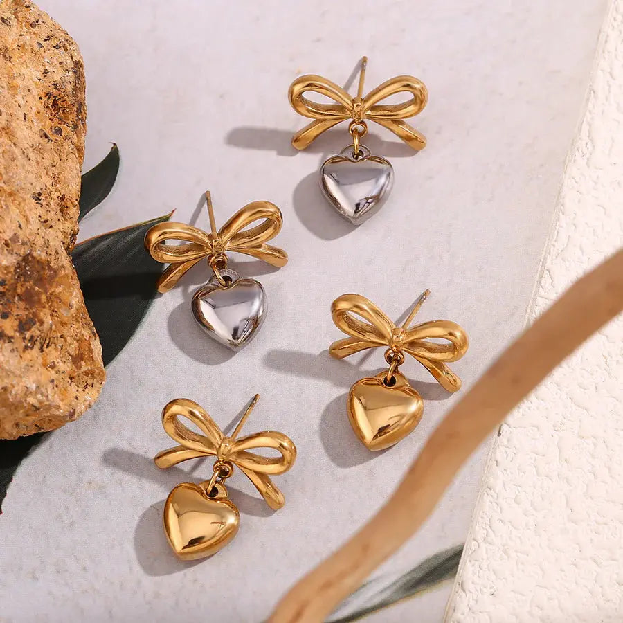 18K Gold Plated Bowknot Earrings TK GOLD