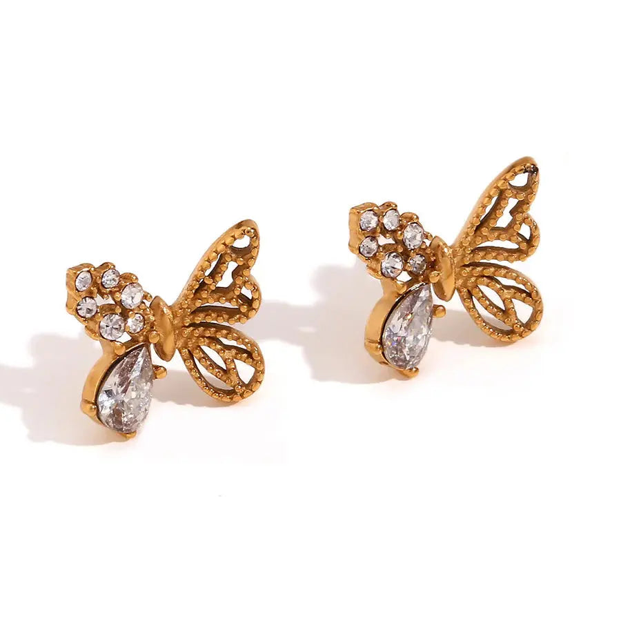 18K Gold Plated Butterfly Earrings TK GOLD