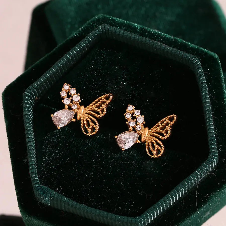 18K Gold Plated Butterfly Earrings TK GOLD