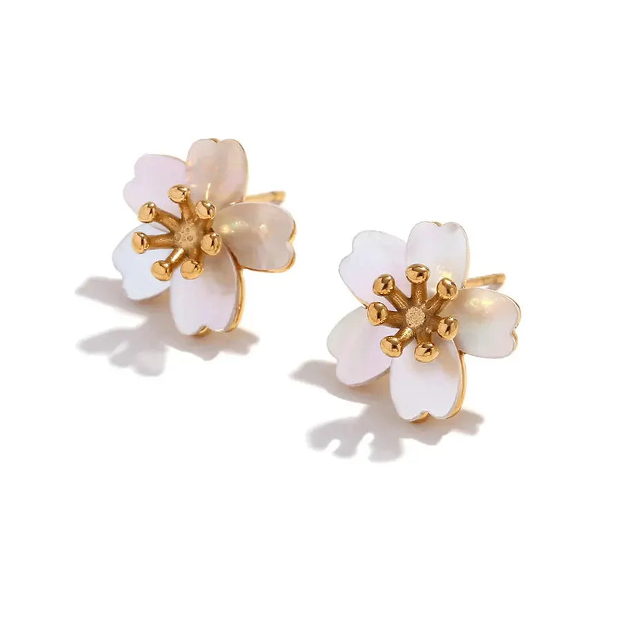 18K Gold Plated Cherry Blossom Earrings TK GOLD