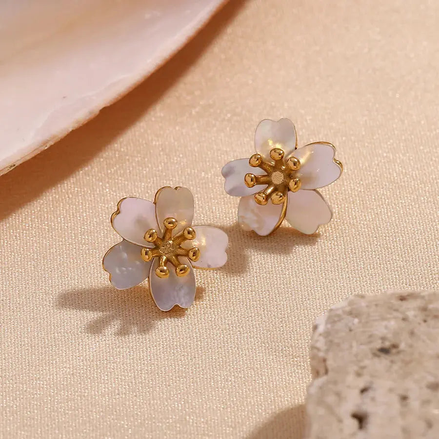 18K Gold Plated Cherry Blossom Earrings TK GOLD