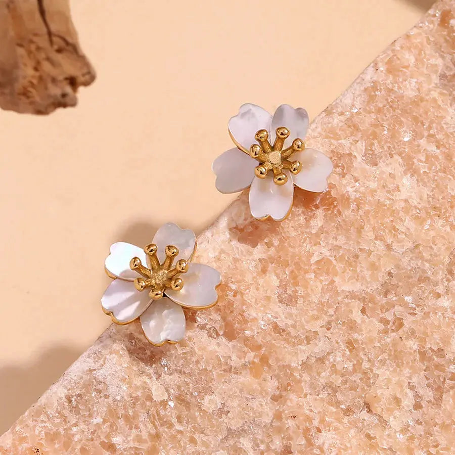 18K Gold Plated Cherry Blossom Earrings TK GOLD