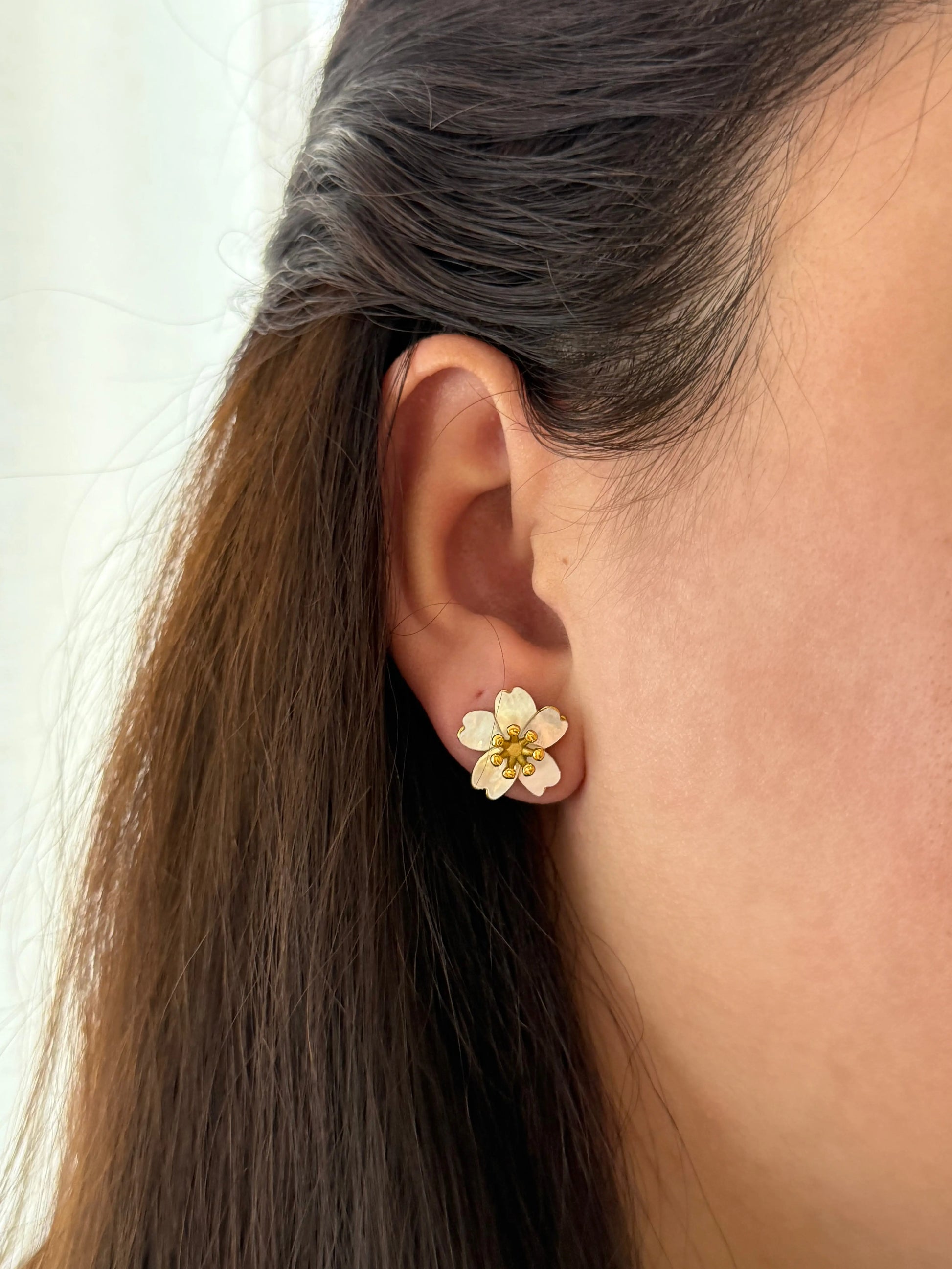 18K Gold Plated Cherry Blossom Earrings TK GOLD