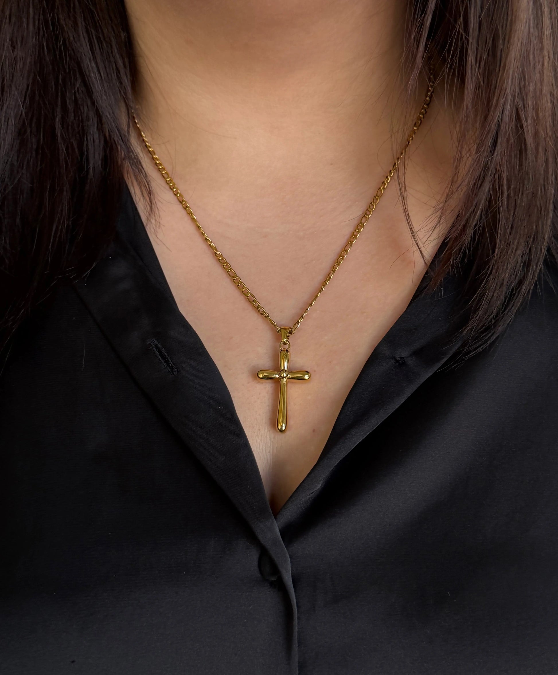 18K Gold Plated Cross Necklace TK GOLD