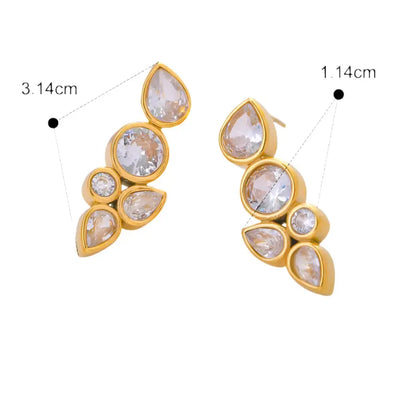 18K Gold Plated Diamond Line Earrings TK GOLD