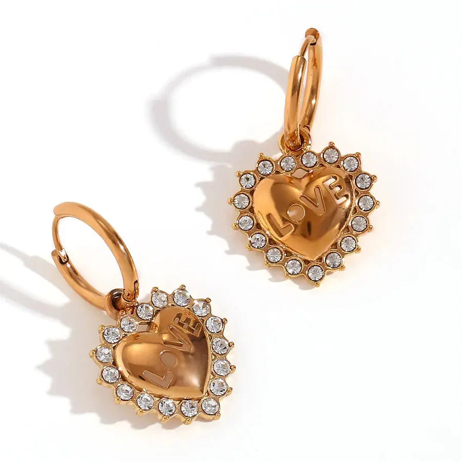 18K Gold Plated Heart Shaped Earrings TK GOLD