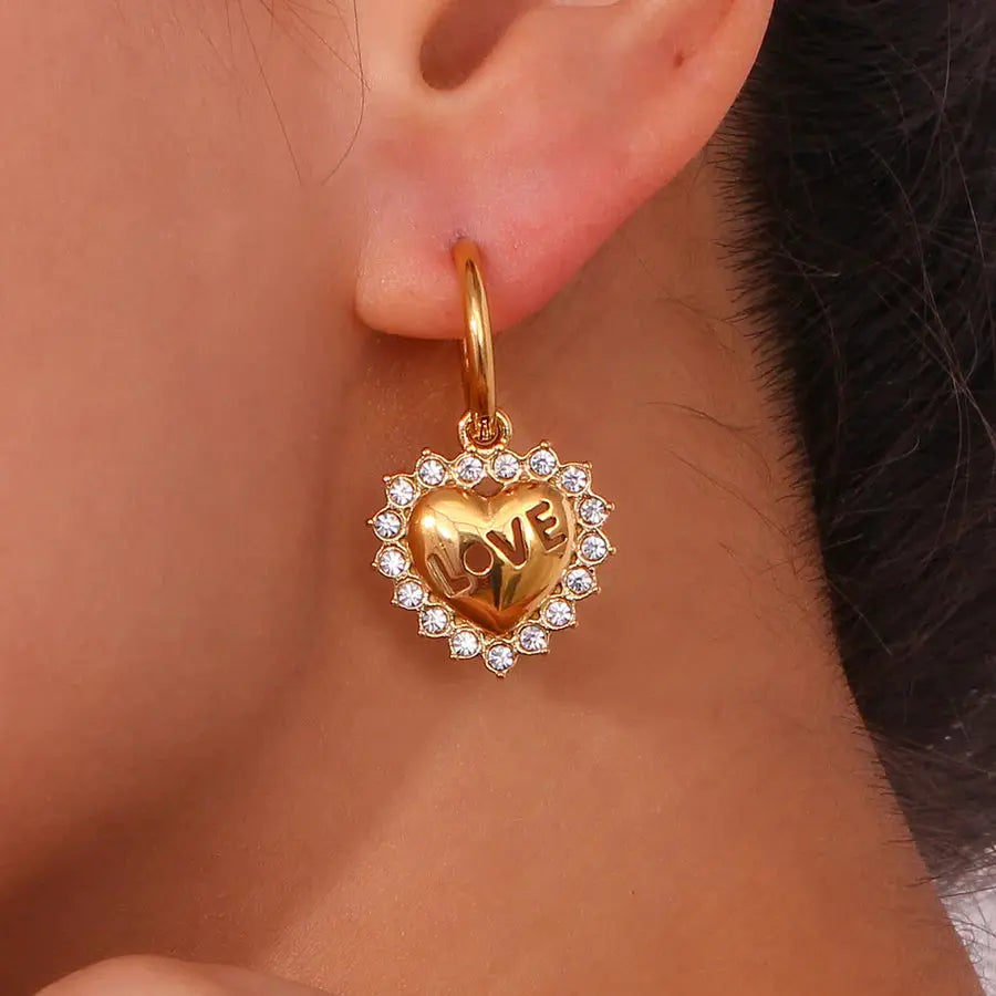 18K Gold Plated Heart Shaped Earrings TK GOLD