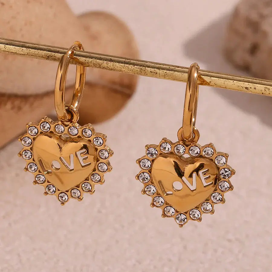 18K Gold Plated Heart Shaped Earrings TK GOLD