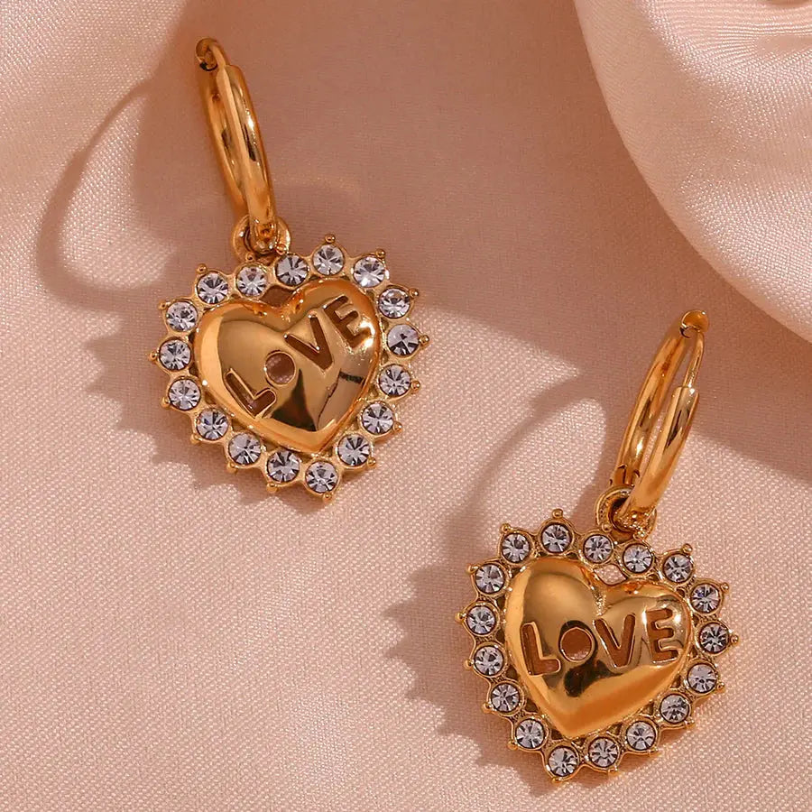 18K Gold Plated Heart Shaped Earrings TK GOLD