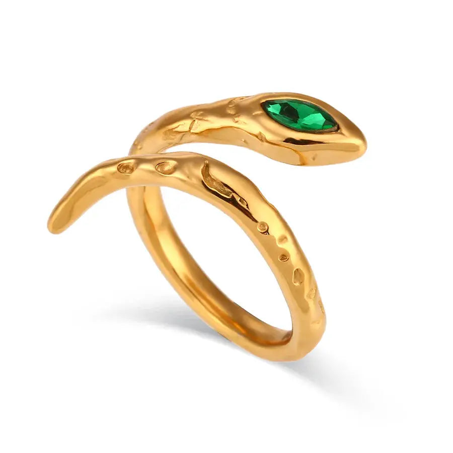 18K Gold Plated Irregular Surface Snake Ring TK GOLD