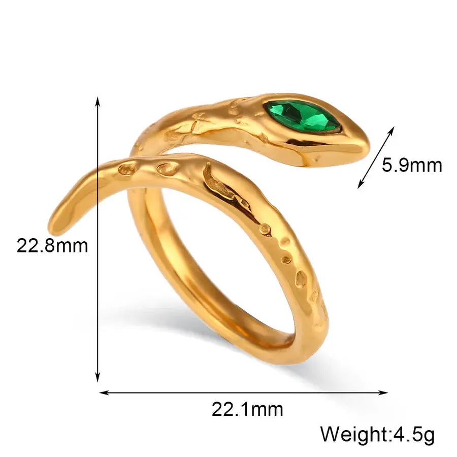 18K Gold Plated Irregular Surface Snake Ring TK GOLD