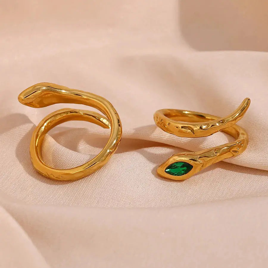 18K Gold Plated Irregular Surface Snake Ring TK GOLD