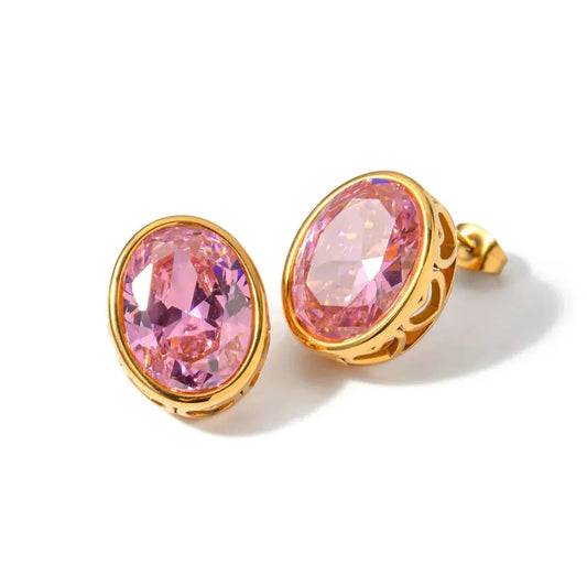 18K Gold Plated Pink Earrings TK GOLD