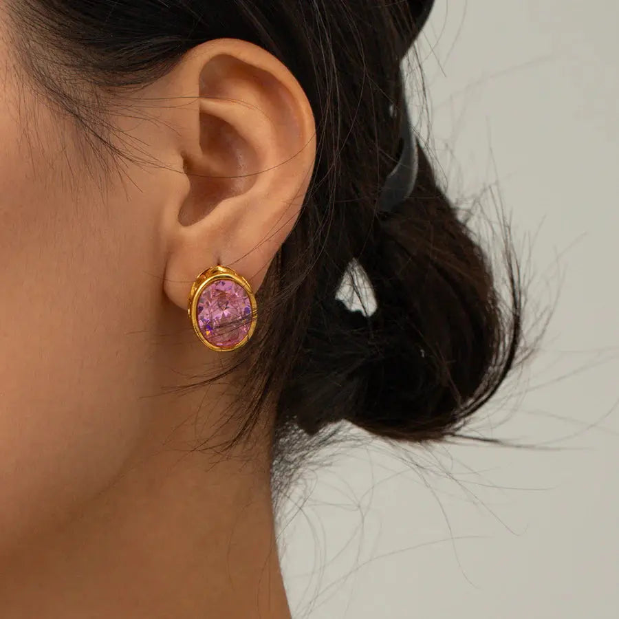 18K Gold Plated Pink Earrings TK GOLD