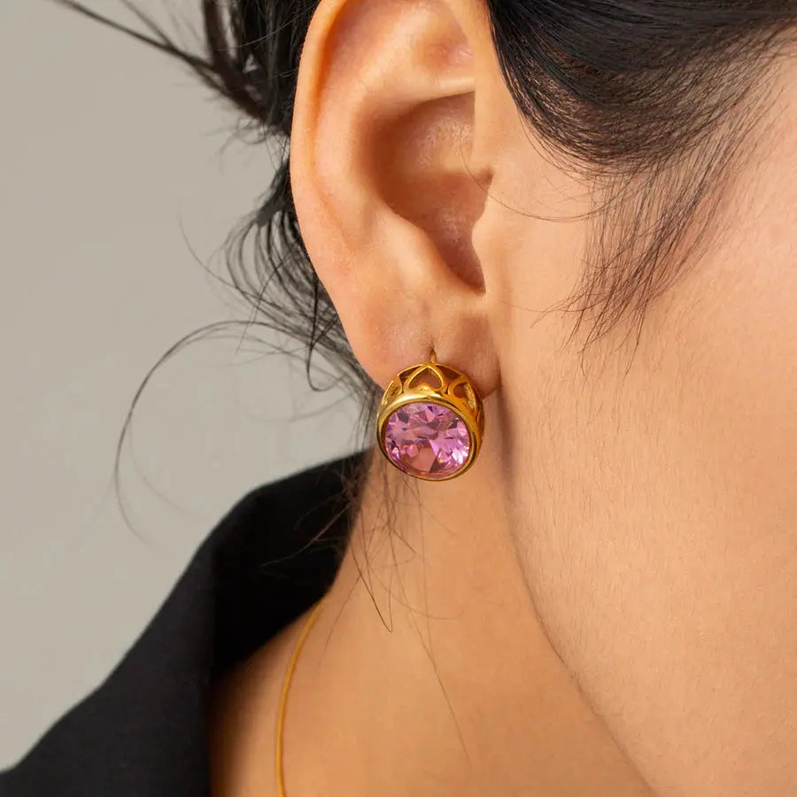 18K Gold Plated Pink Earrings TK GOLD