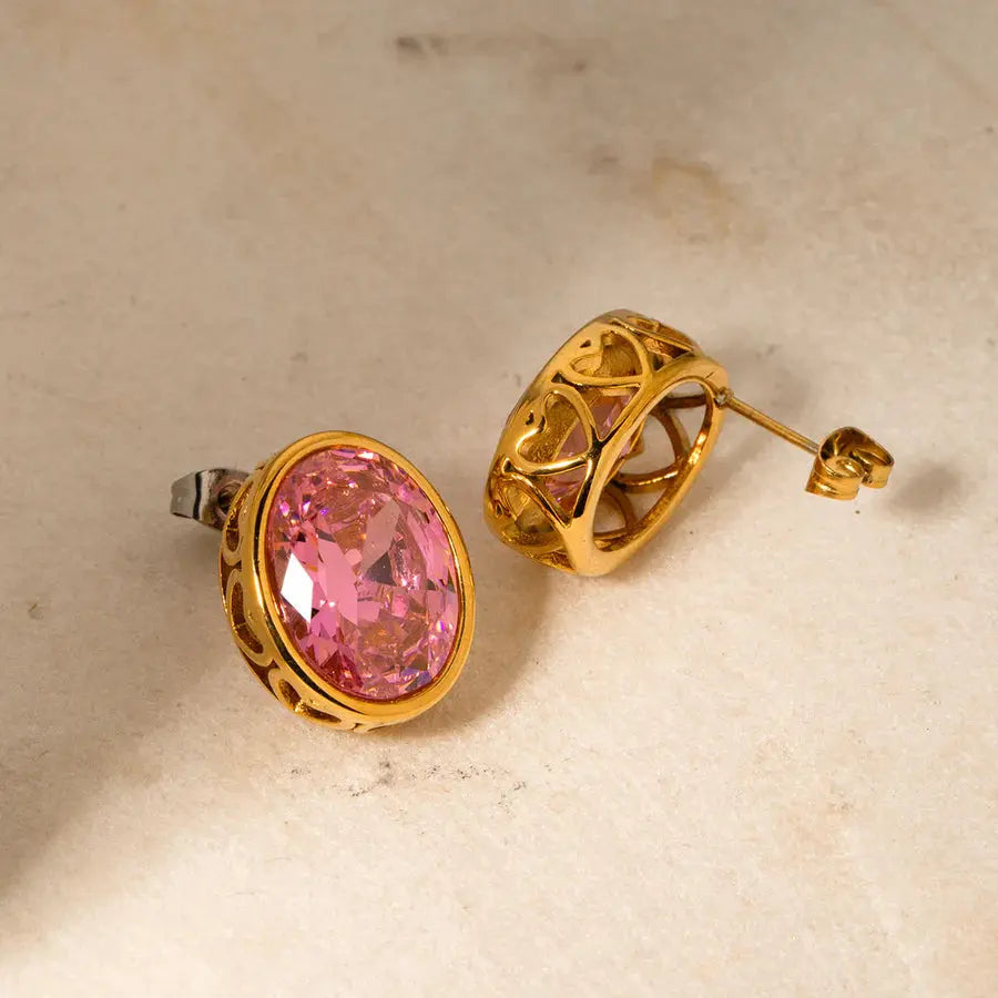 18K Gold Plated Pink Earrings TK GOLD