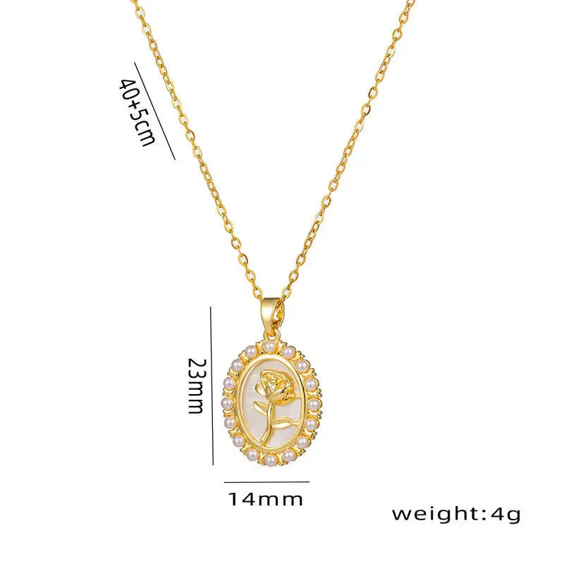 18K Gold Plated Rose Necklace TK GOLD