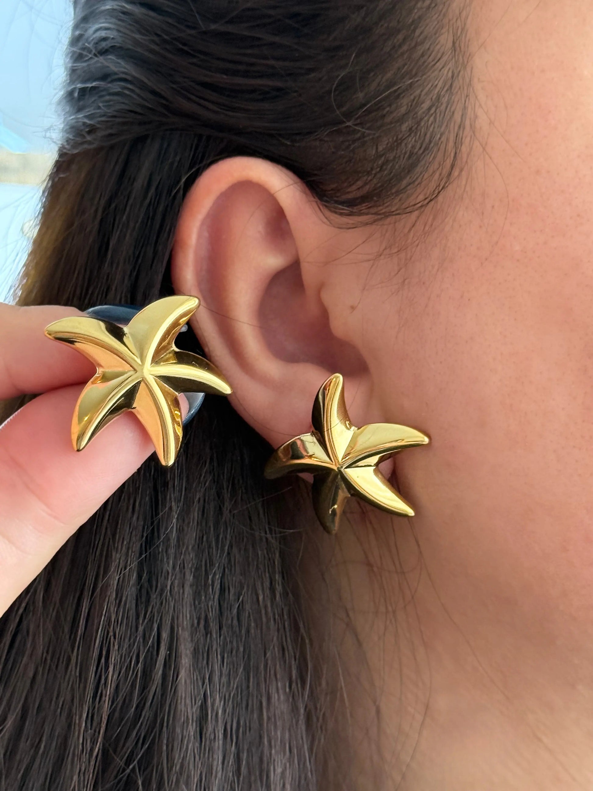 18K Gold Plated Starfish Earrings TK GOLD