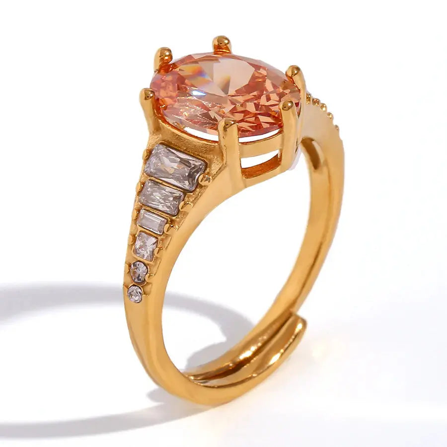 18K Gold Plated Zircon Stones Ring TK GOLD