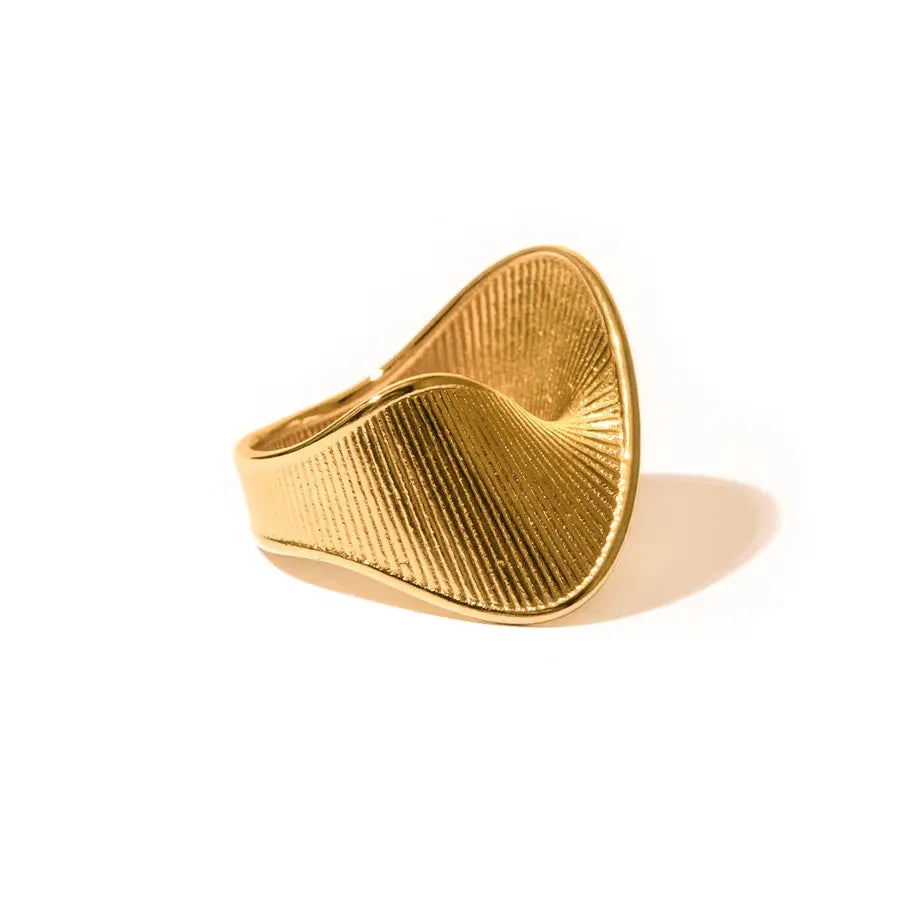 18KT Gold Plated Asymmetrical Ring TK GOLD