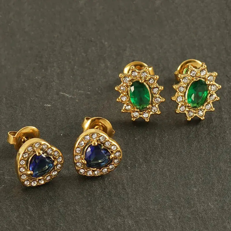 18KT Gold Plated Green Sunflower Earrings TK GOLD