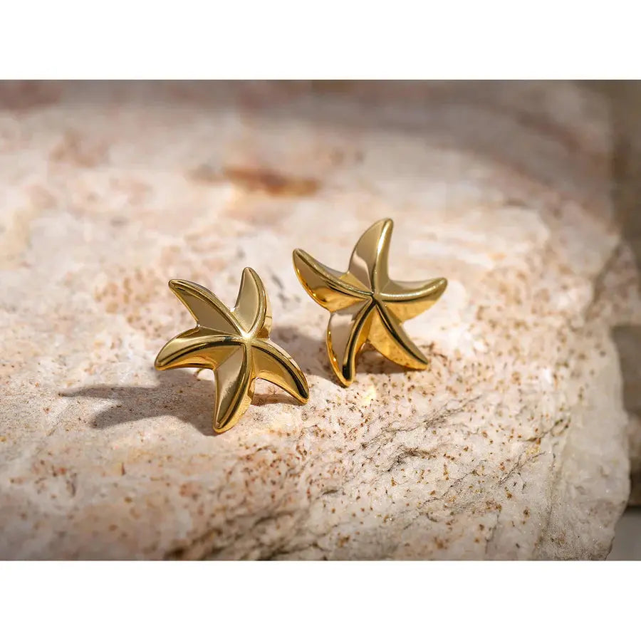 18KT Gold Plated Starfish Earrings TK GOLD