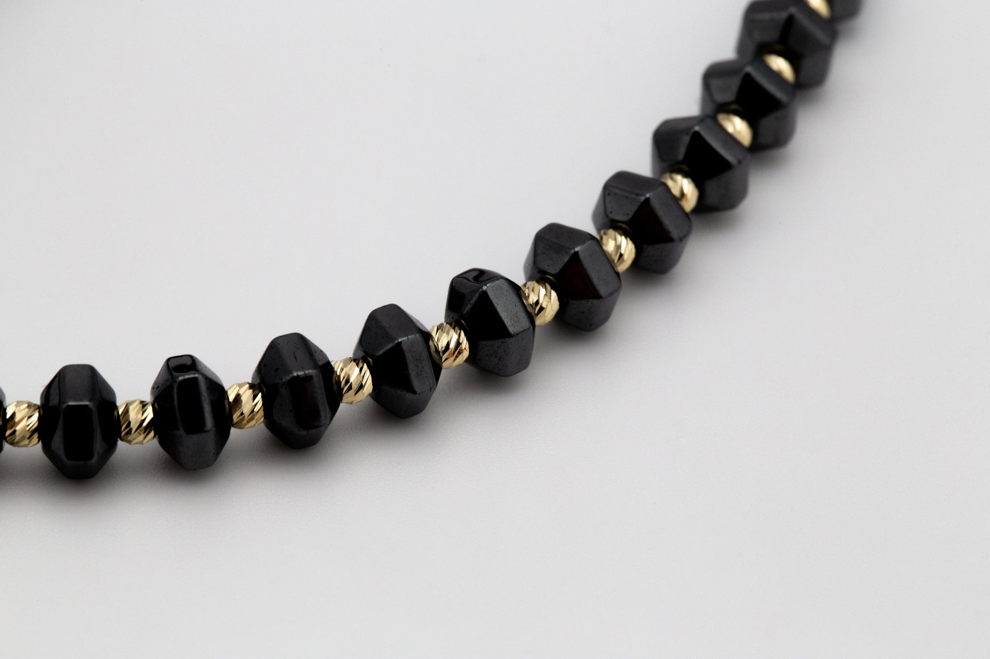 Black String Bracelet With Solid 14 KT Yellow Gold Beads TK GOLD