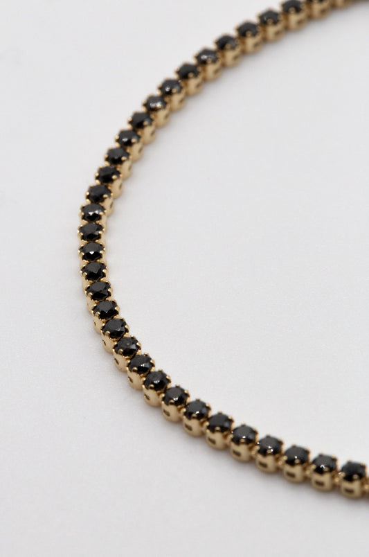 Solid 14 KT Yellow Gold Black Tennis Bracelet TK GOLD