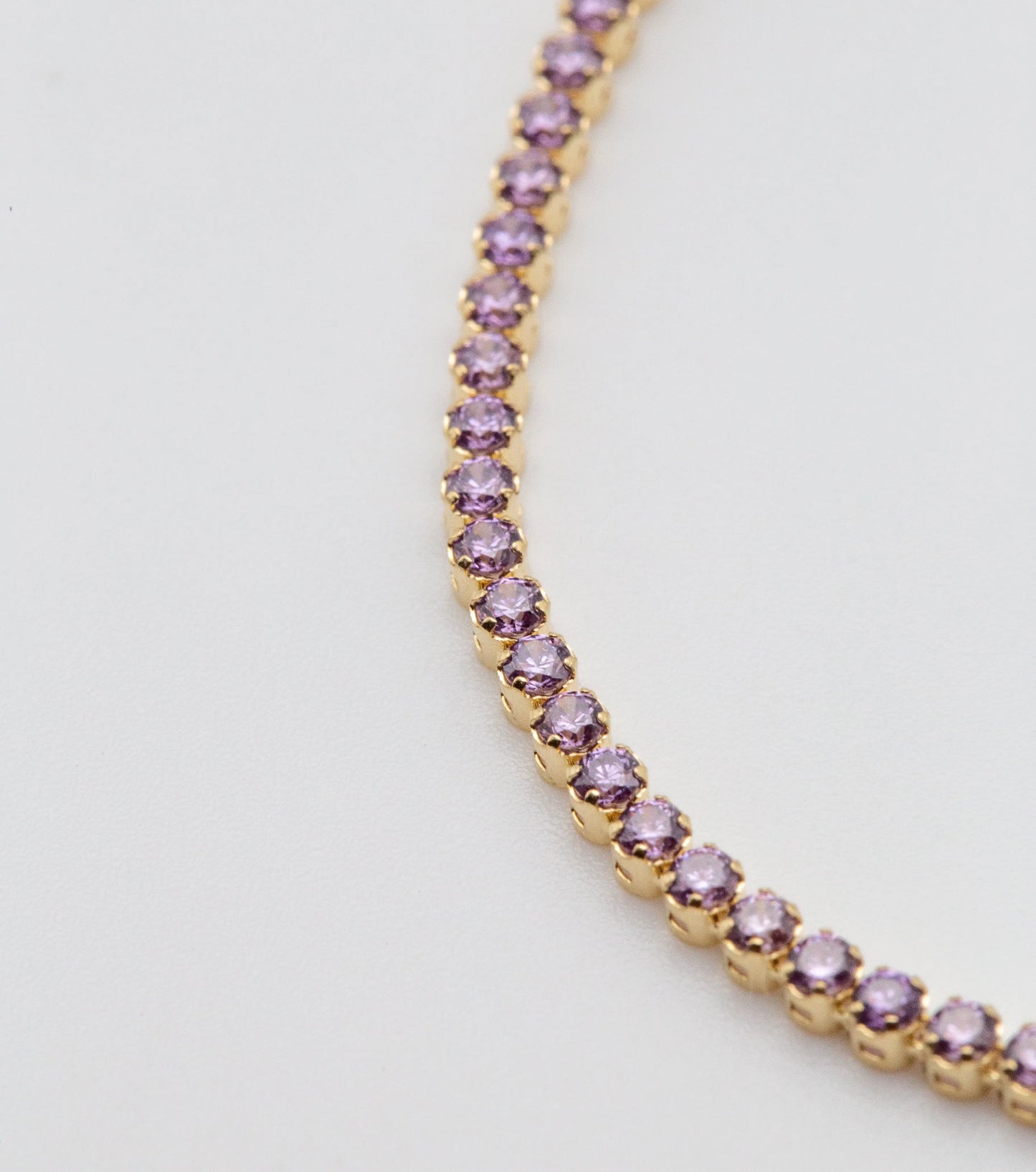 Solid 14 KT Yellow Gold Purple Tennis Bracelet TK GOLD