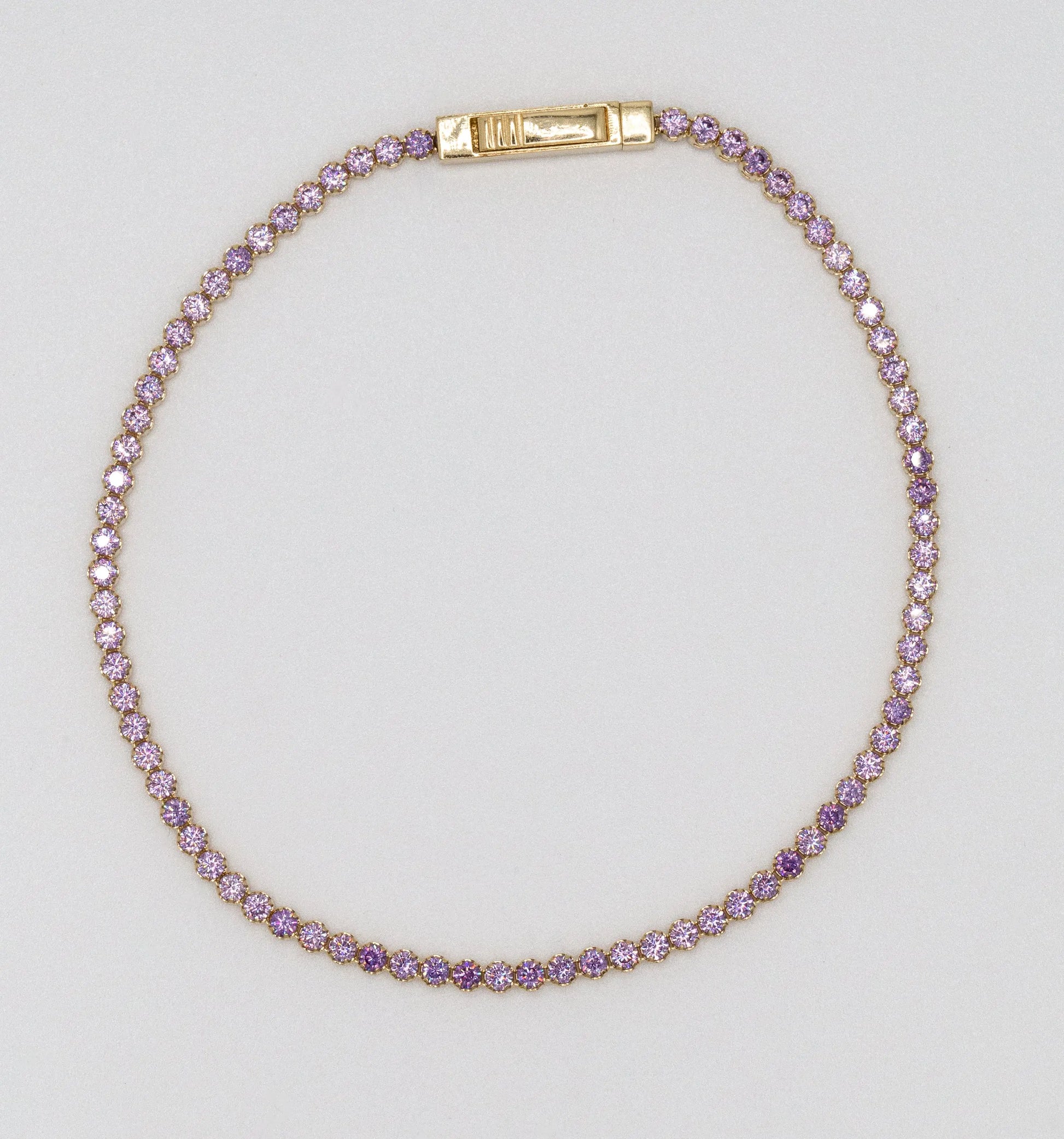 Solid 14 KT Yellow Gold Purple Tennis Bracelet TK GOLD